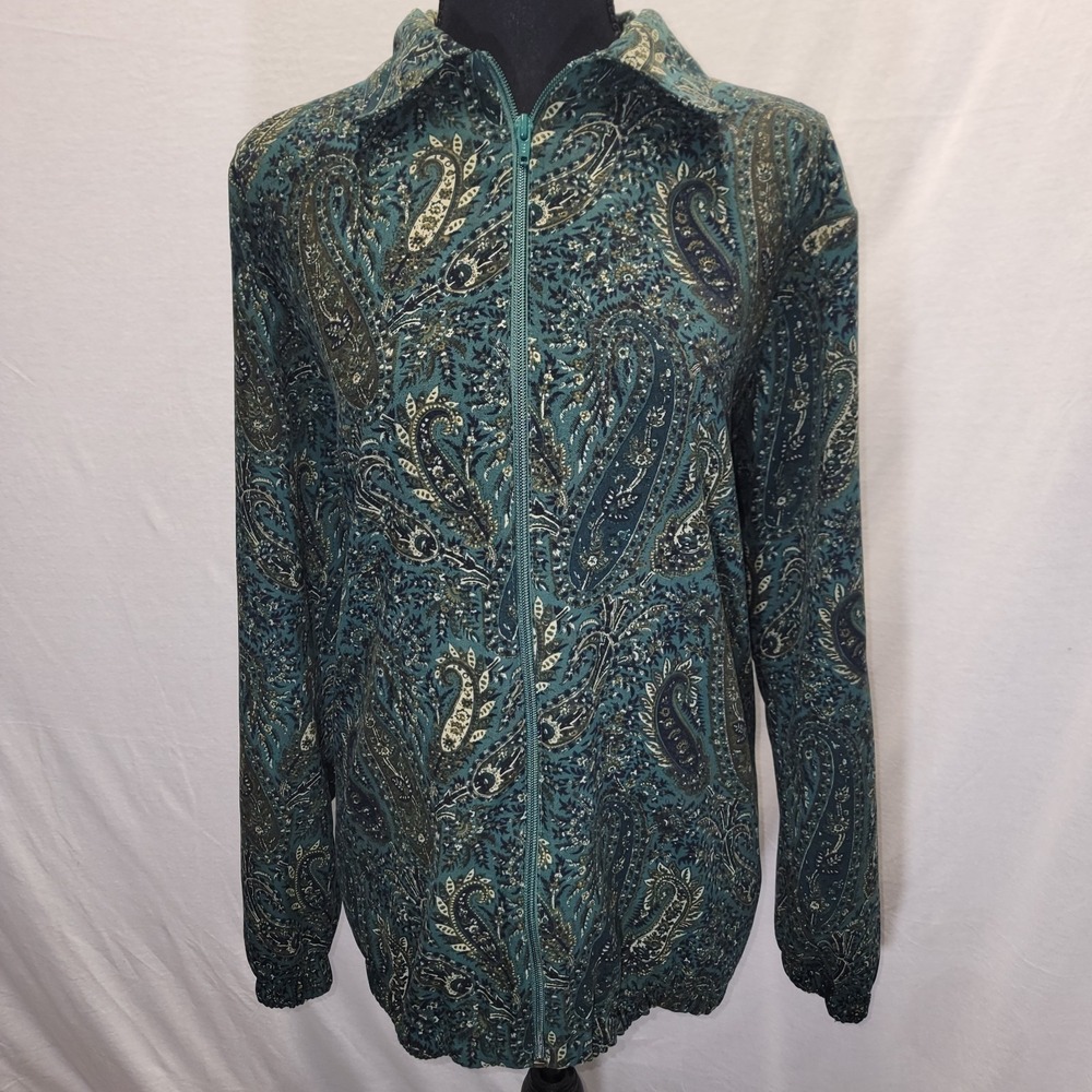 Vtg Bonworth womens zip up Paisley Print jacket Small Grannycore Romantic Cottag